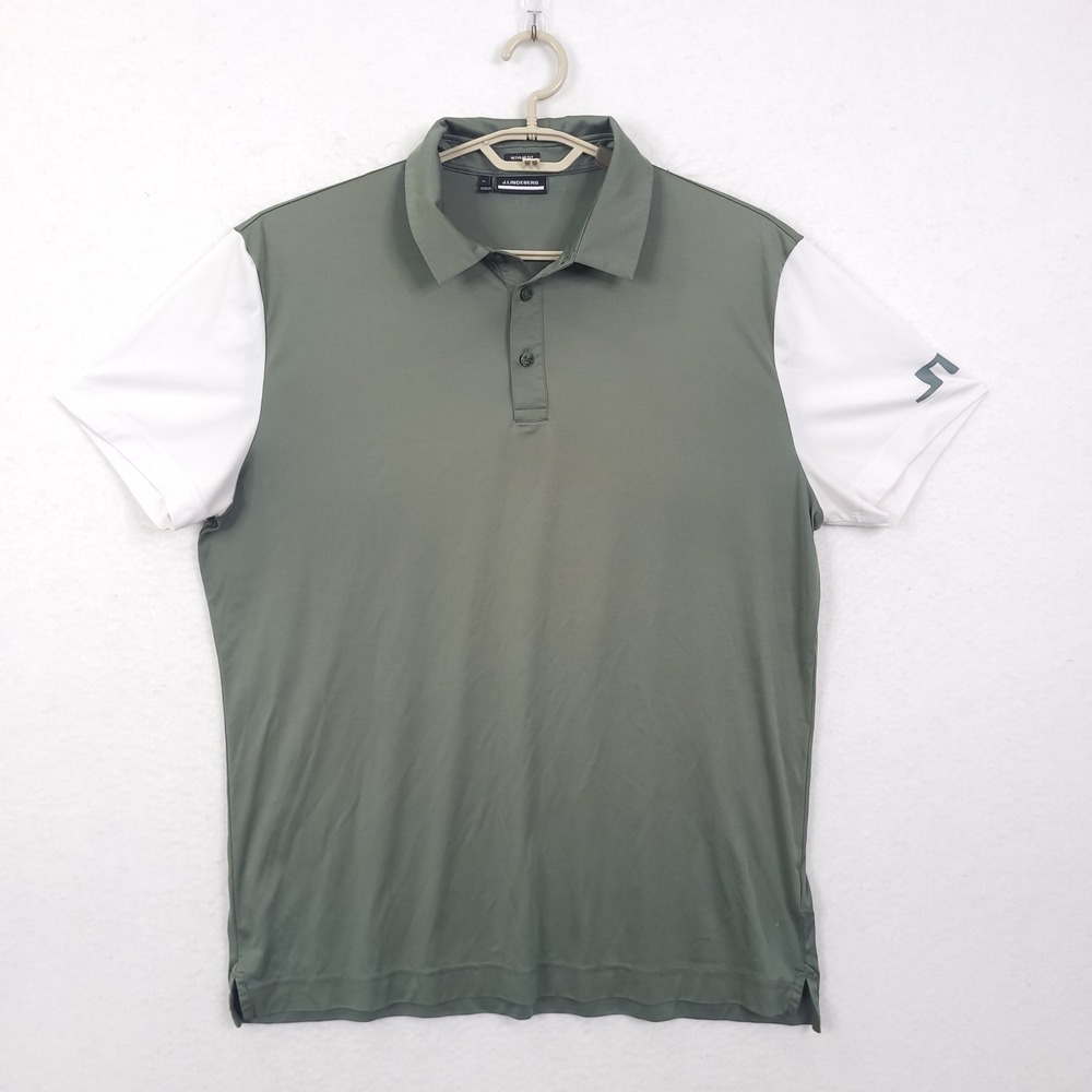 J Lindeberg Harry Regular Fit Golf Polo Shirt XL Green Activewear Casual Preppy